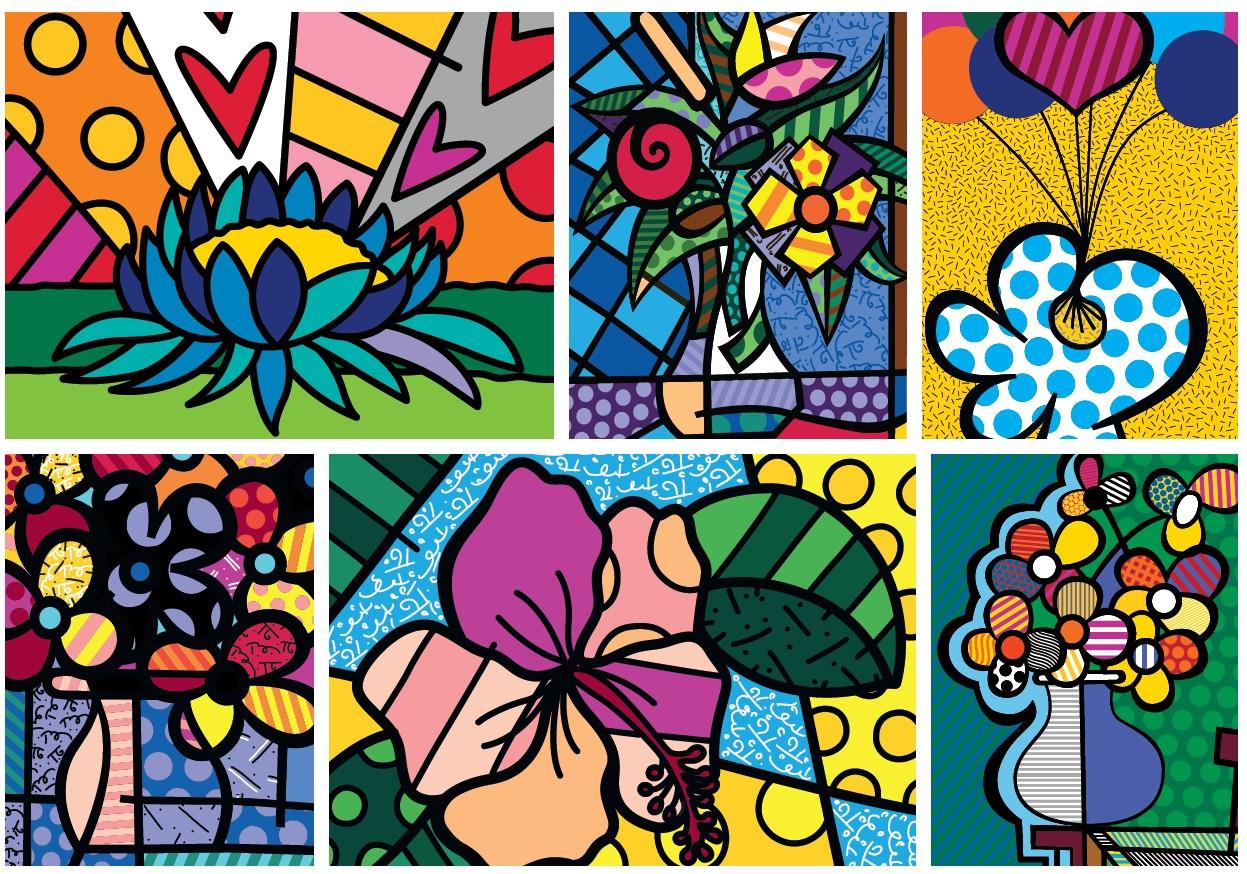 Puzzle Romero Britto - Collage: Flowers