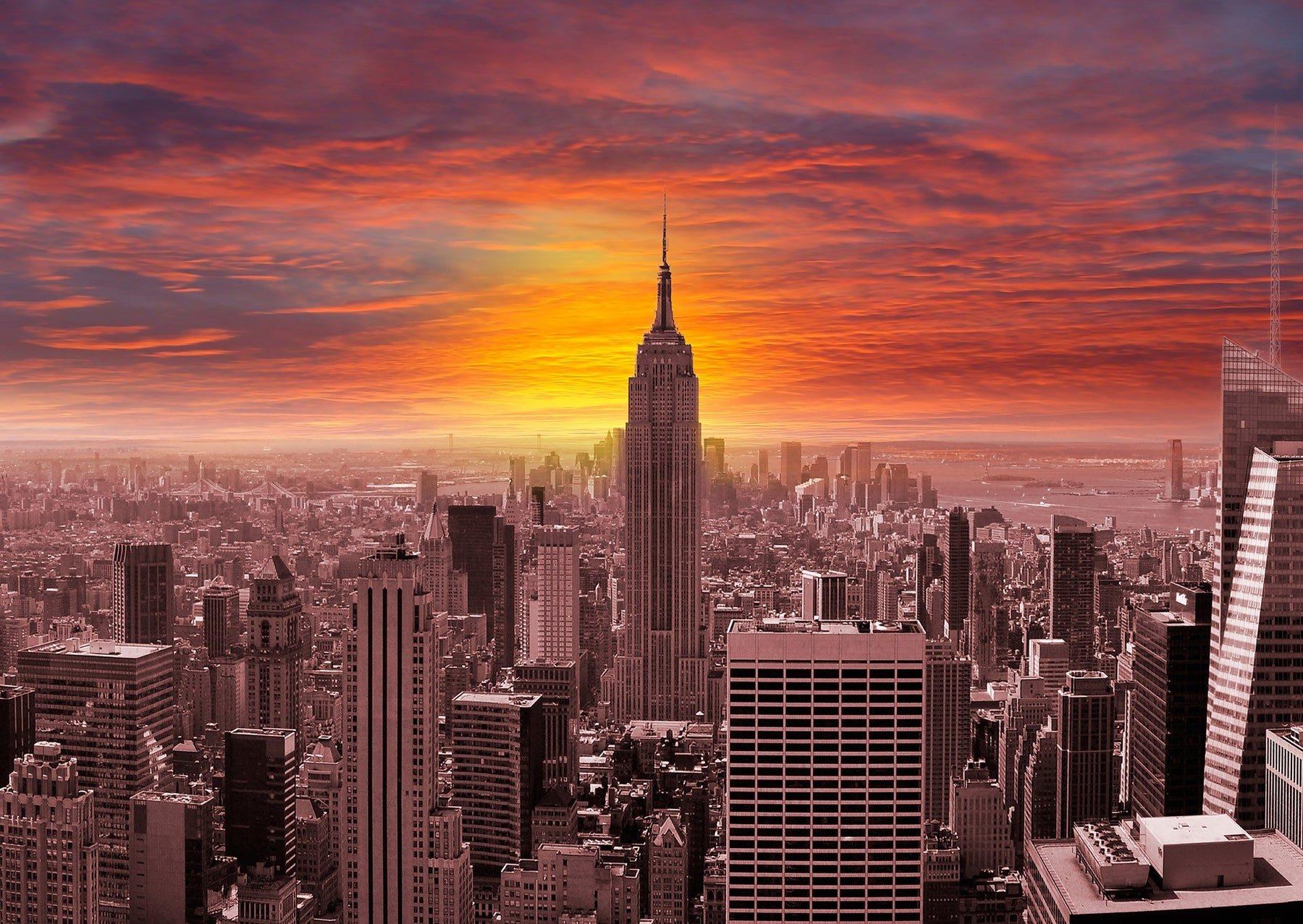 Enjoy Sunset Over New York Skyline Jigsaw Puzzle (1000 Pieces)