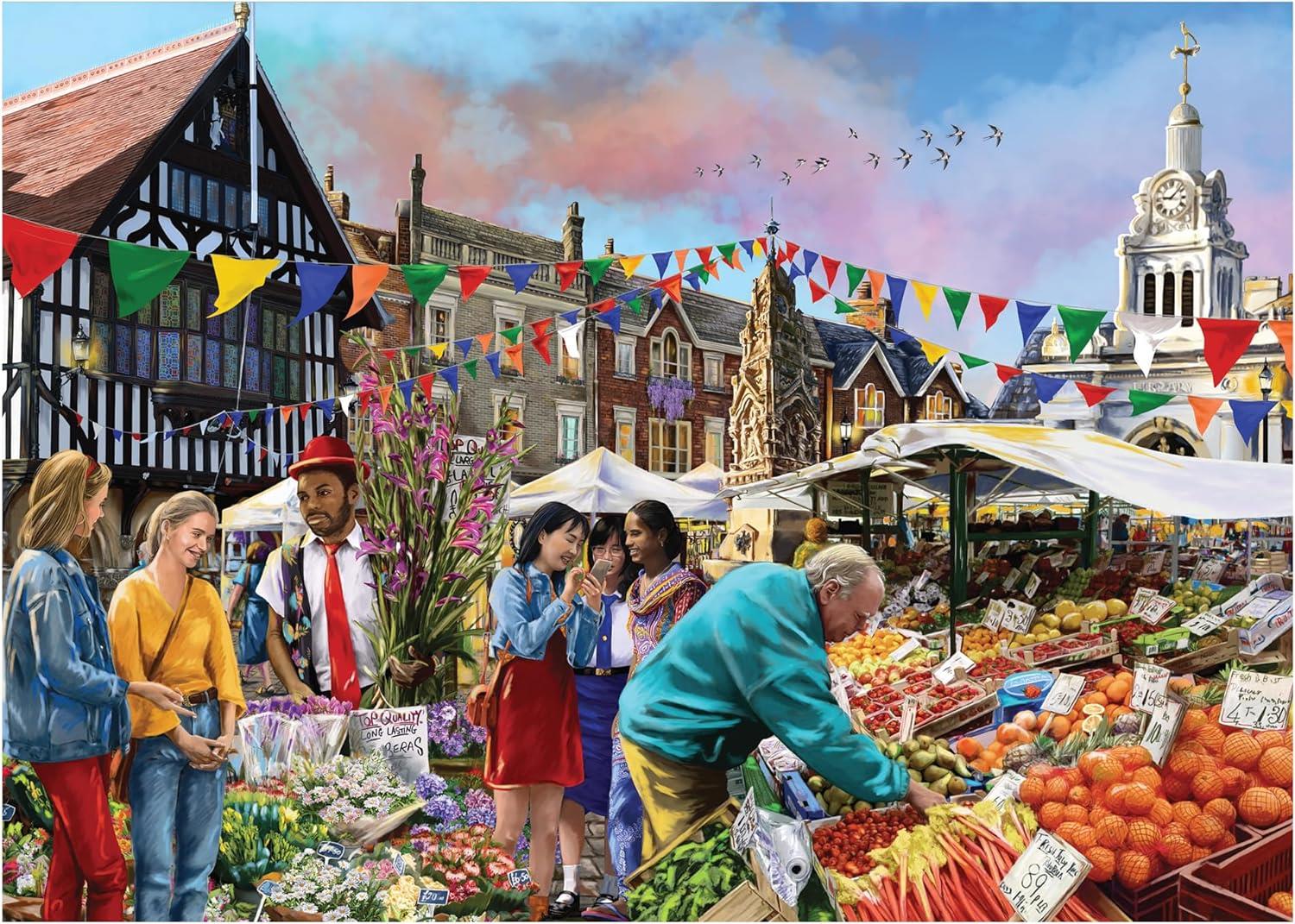 Falcon Deluxe Saffron Walden Market Jigsaw Puzzle (1000 Pieces)