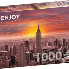 Enjoy Sunset Over New York Skyline Jigsaw Puzzle (1000 Pieces)