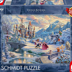 Schmidt Thomas Kinkade: Disney Beauty and the Beast Winter Enchantment Jigsaw Puzzle (1000 Pieces)- DAMAGED