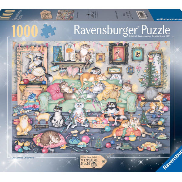 Ravensburger Christmas Crackers Crazy Cats Vintage No. 16  Jigsaw Puzzle (1000 Pieces)