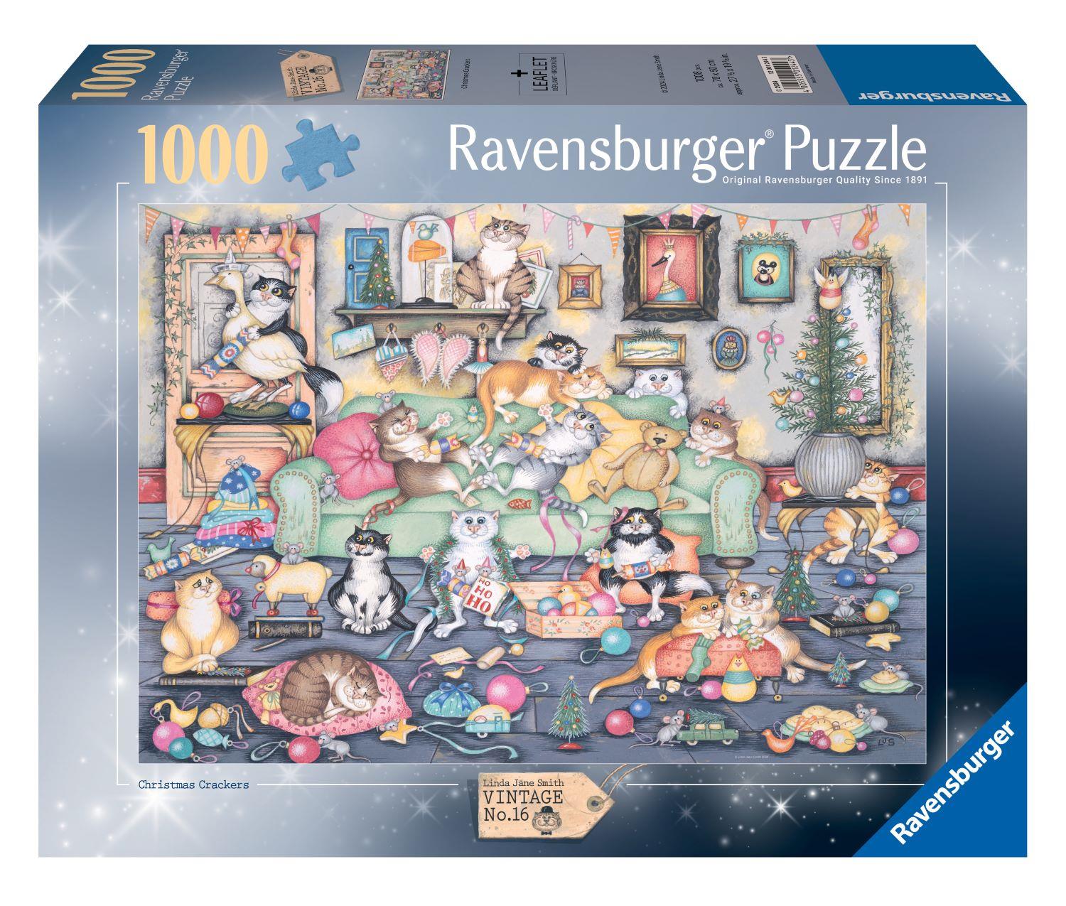 Ravensburger Christmas Crackers Crazy Cats Vintage No. 16  Jigsaw Puzzle (1000 Pieces)