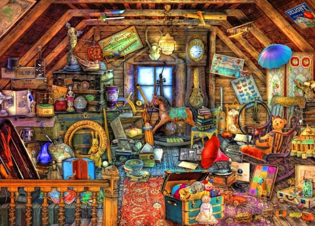 Bluebird Hidden Object Attic Jigsaw Puzzle (500 Pieces)