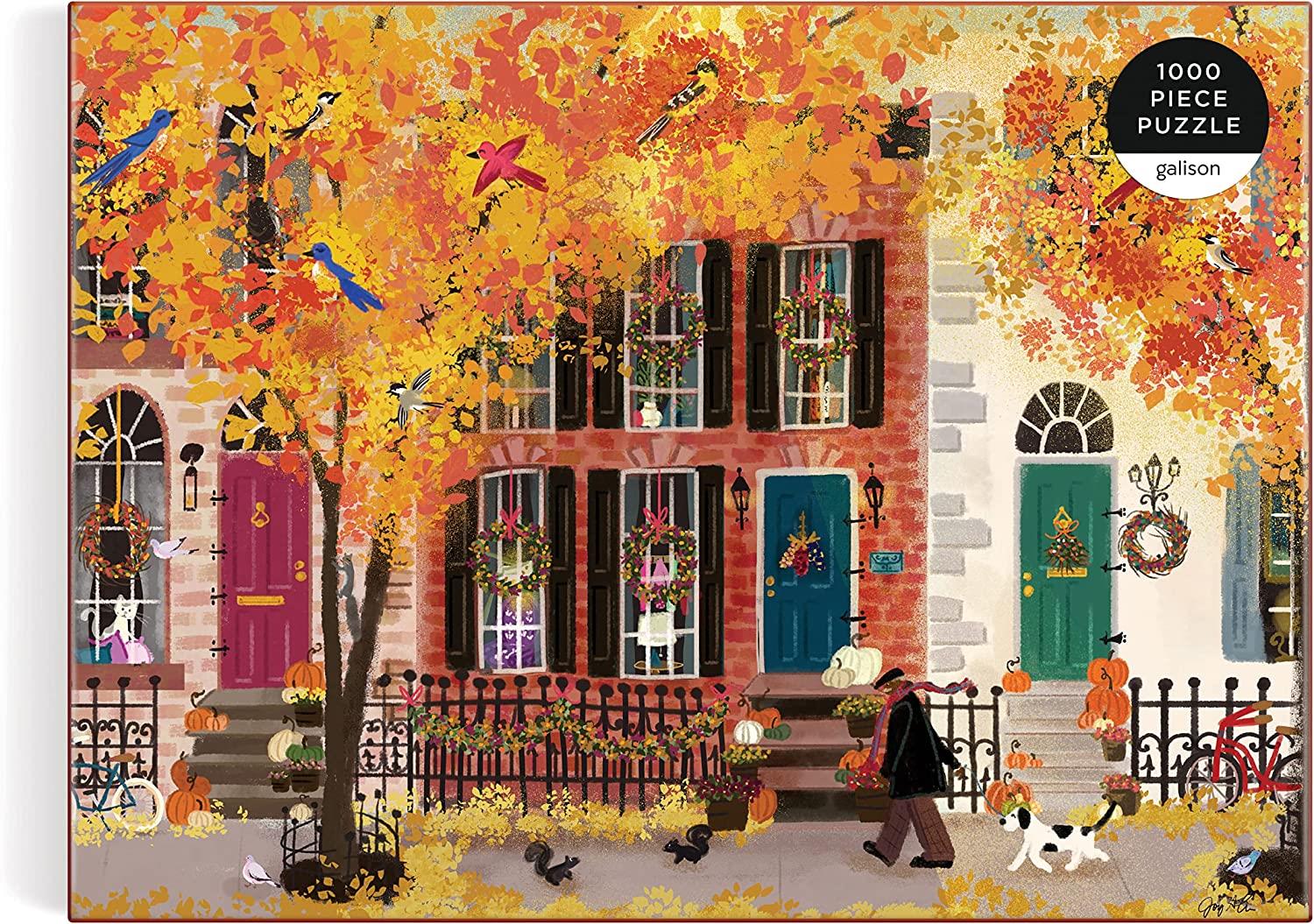 Galison Autumn in the Neighborhood Jigsaw Puzzle (1000 Pieces)