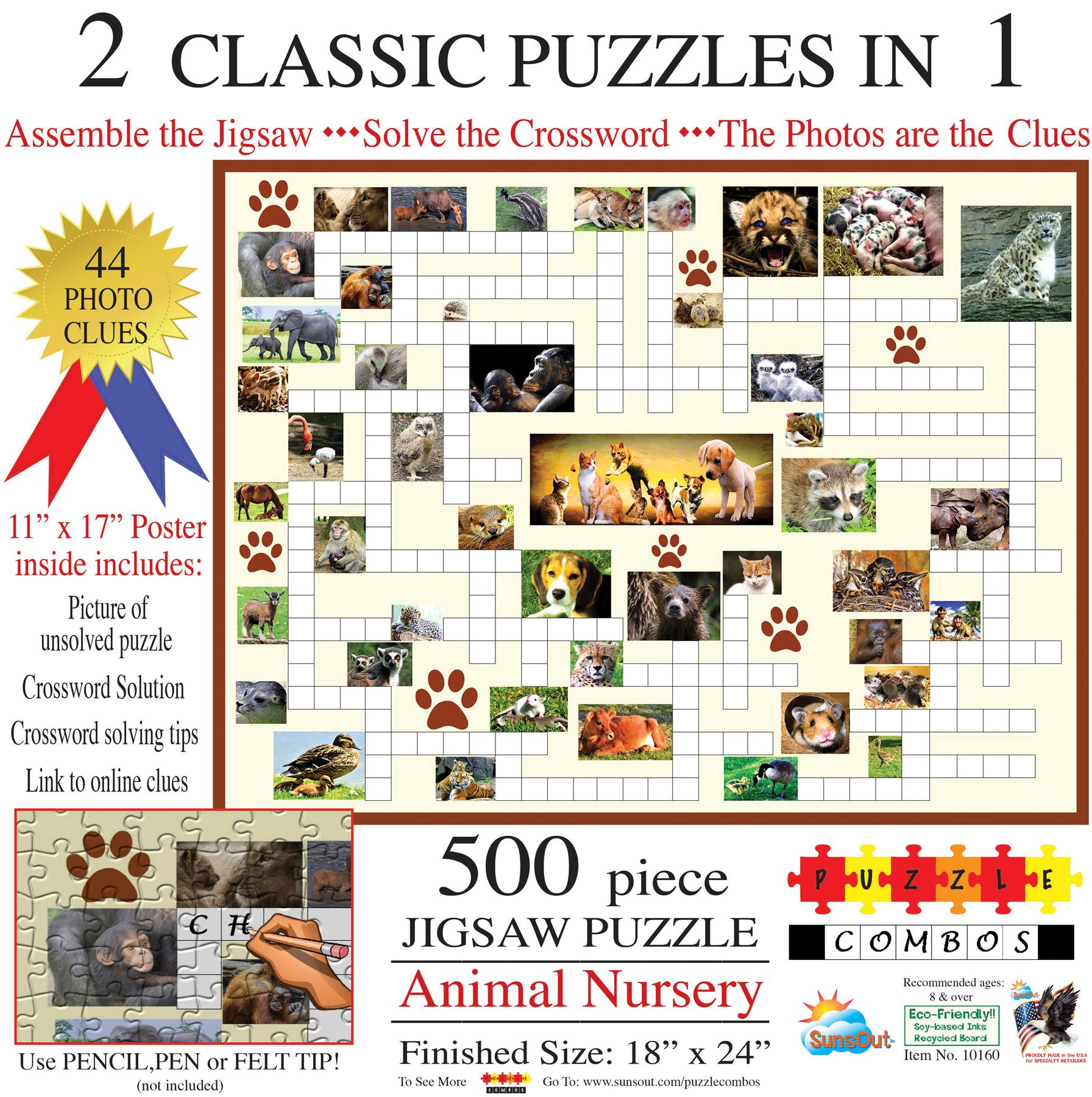 Sunsout Puzzle Combo: Animal Nursery Jigsaw Puzzle (500 Pieces)