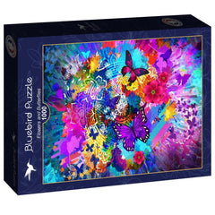Bluebird Flowers and Butterflies Jigsaw Puzzle (1000 Pieces)