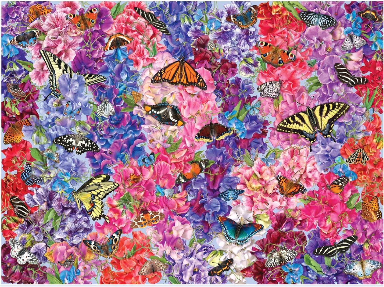 Galison Troy Litten Butterflies In the Sweet Peas Jigsaw Puzzle (1000 Pieces)