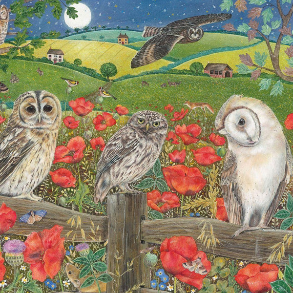 Otter House  Owls In Poppy Fields Jigsaw Puzzle (500 Pieces)