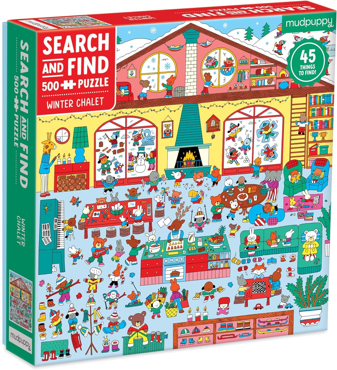 Galison Winter Chalet Search & Find Jigsaw Puzzle (500 Pieces)