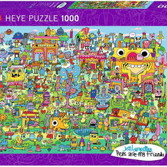 Heye  Pensare my Friends, Doodle Village Jigsaw Puzzle (1000 Pieces)