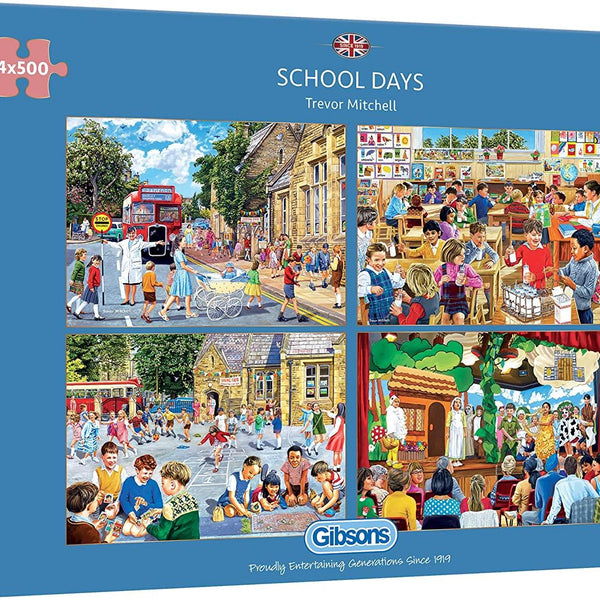 Gibsons School Days Jigsaw Puzzles (4 x 500 Pieces) - DAMAGED