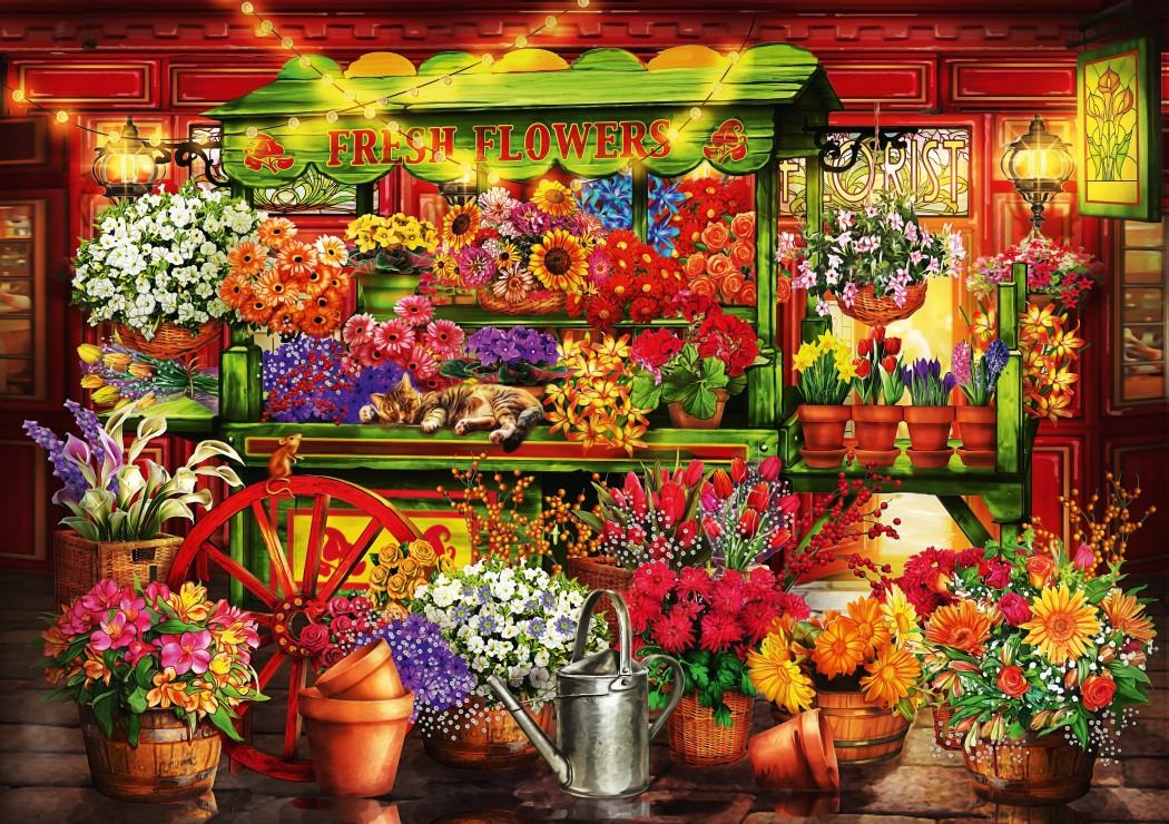 Bluebird Flower Market Stall Jigsaw Puzzle (1000 Pieces)