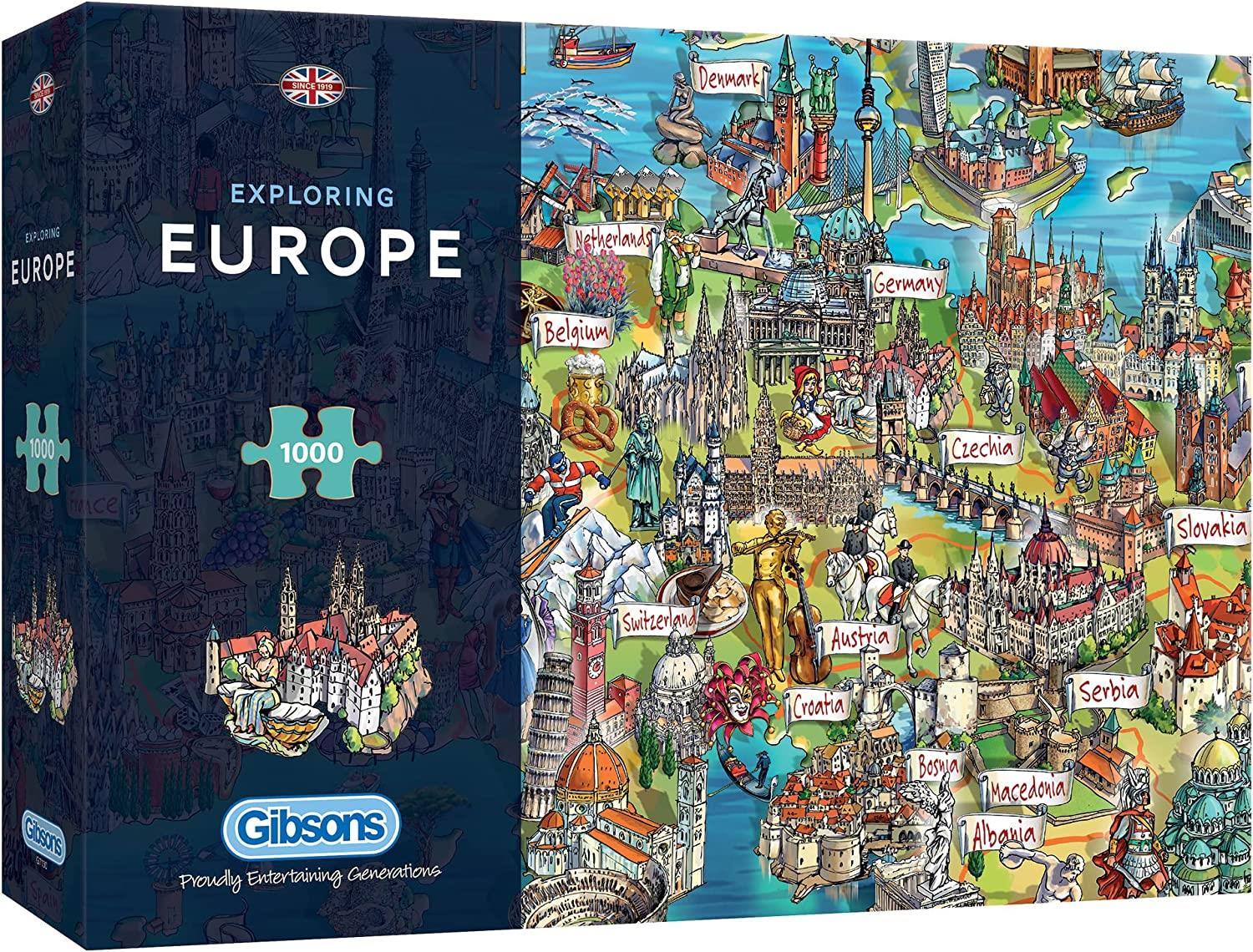 Gibsons Exploring Europe Jigsaw Puzzle (1000 Pieces) – PDK