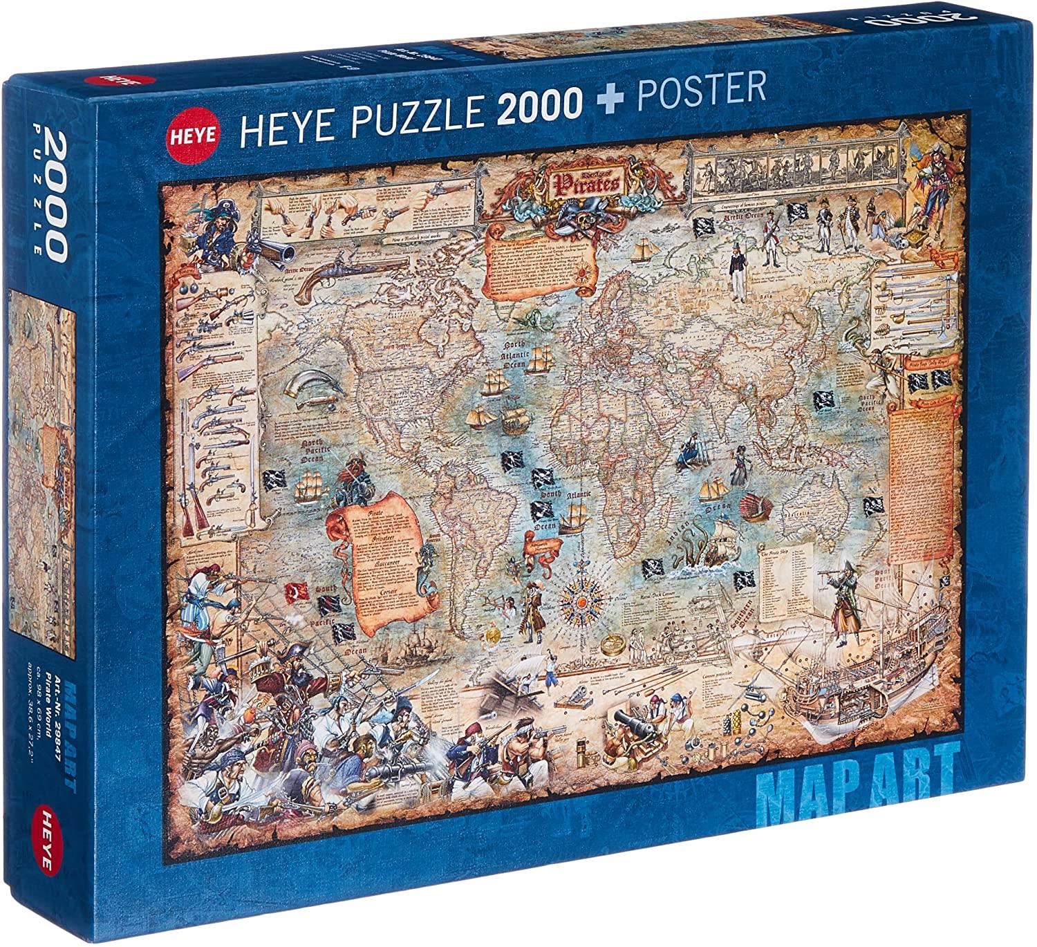 Heye Pirate World Map Art Jigsaw Puzzle (2000 Pieces) – PDK